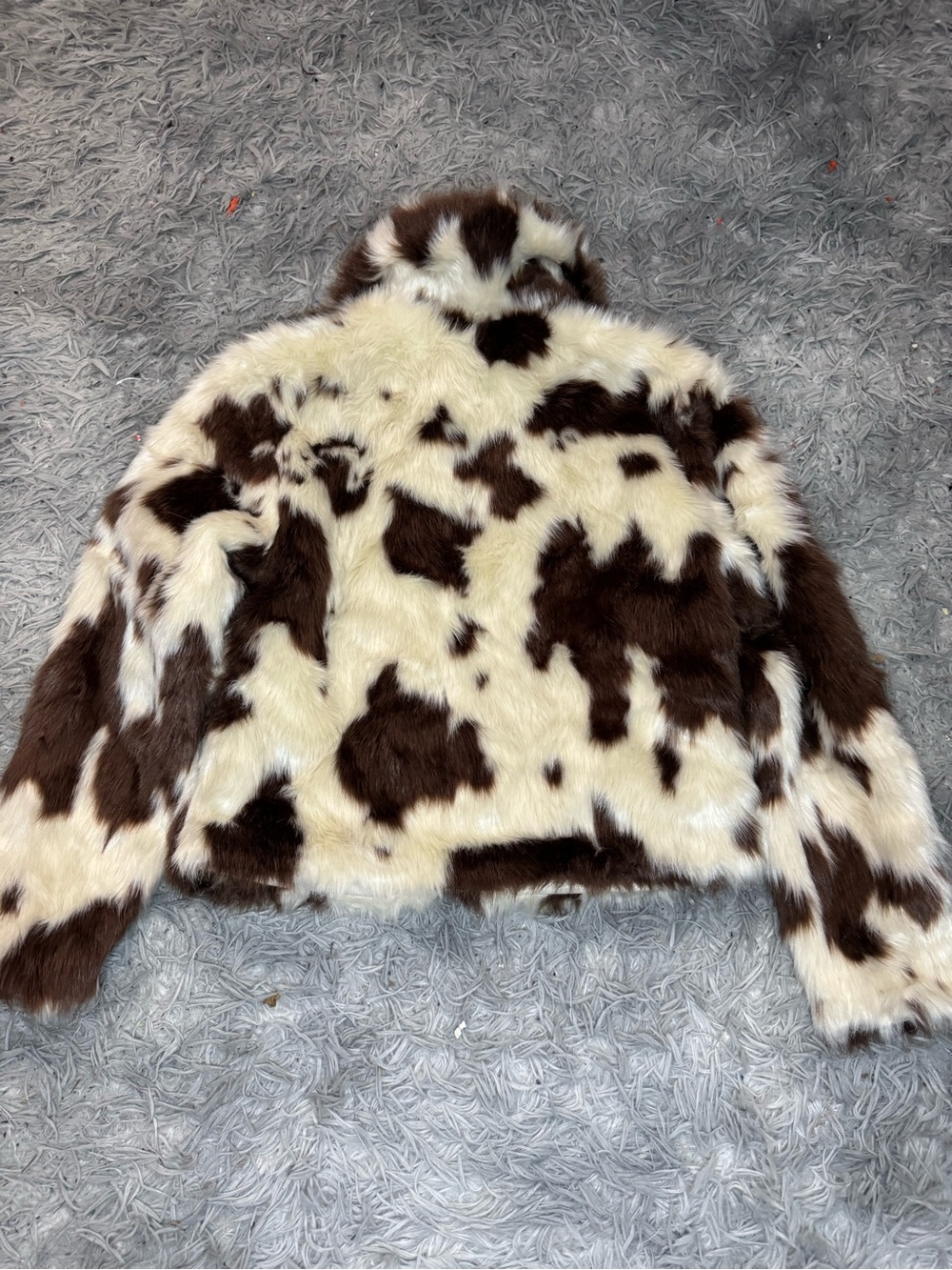 Wild Fable Women’s Faux Fur Jacket - Brown Cow Print Size XXL NWT - Picture 8 of 8